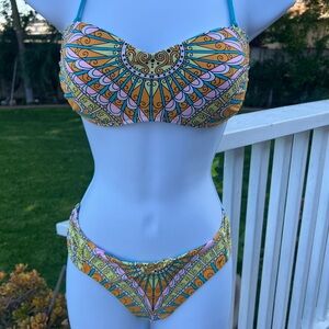 Trina Turk Yellow and Blue Bikini Swimwear